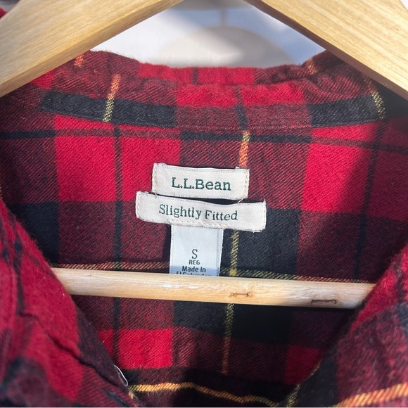 L.L. Bean Red Flannel Button Down Shirt Size S - Picture 9 of 12